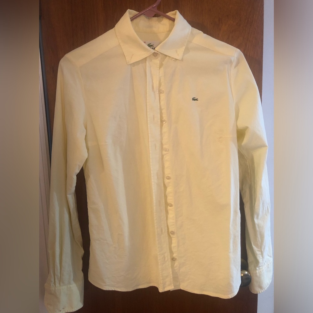 Lacoste yellow button-down Oxford shirt.